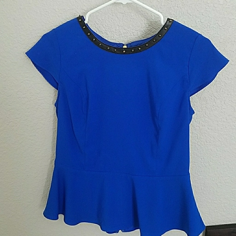 Express royal blue peplum shirt